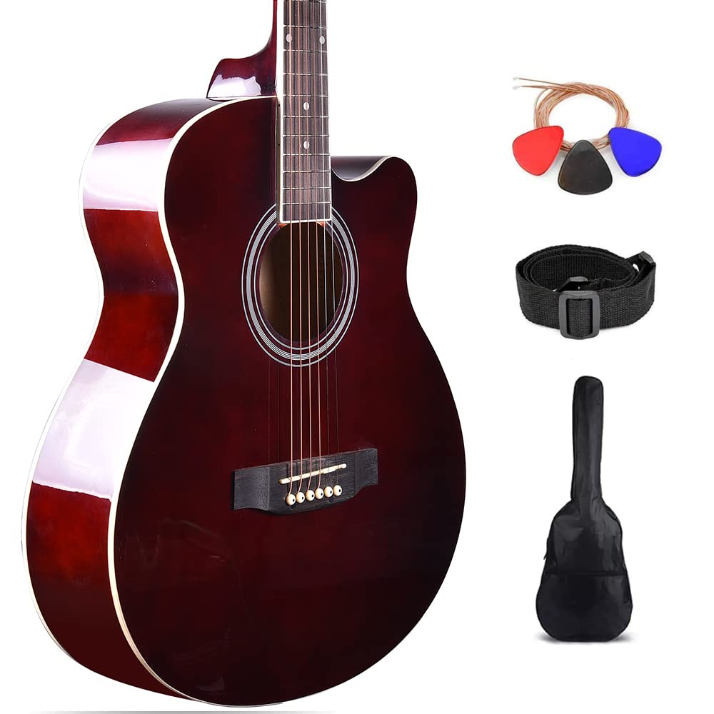 Frontier Red Wine Acoustic 40`` Guitar with Combo.