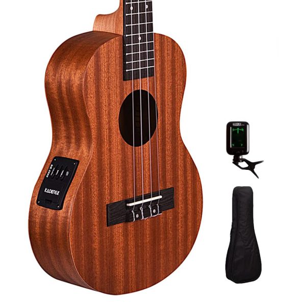 Kadence Concert Ukulele 24Inch– Mahogany Wood with Built-in Equalizer, Bag & Tuner