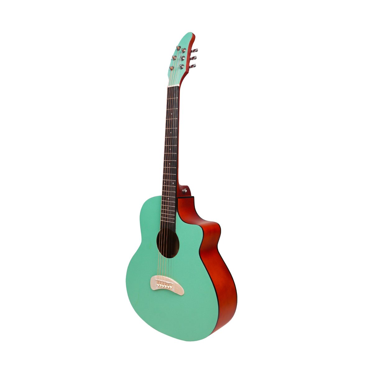 Acoustica Series | Gen-Z Cyan Green Color Acoustic Guitar with Die Cast Keys and Bag + a Free Guitar Online Learning Course. - Image 5