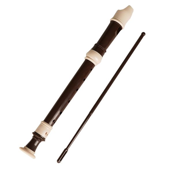 A brown and cream coloured Professional 8- Hole Soprano Recorder with Travel Case