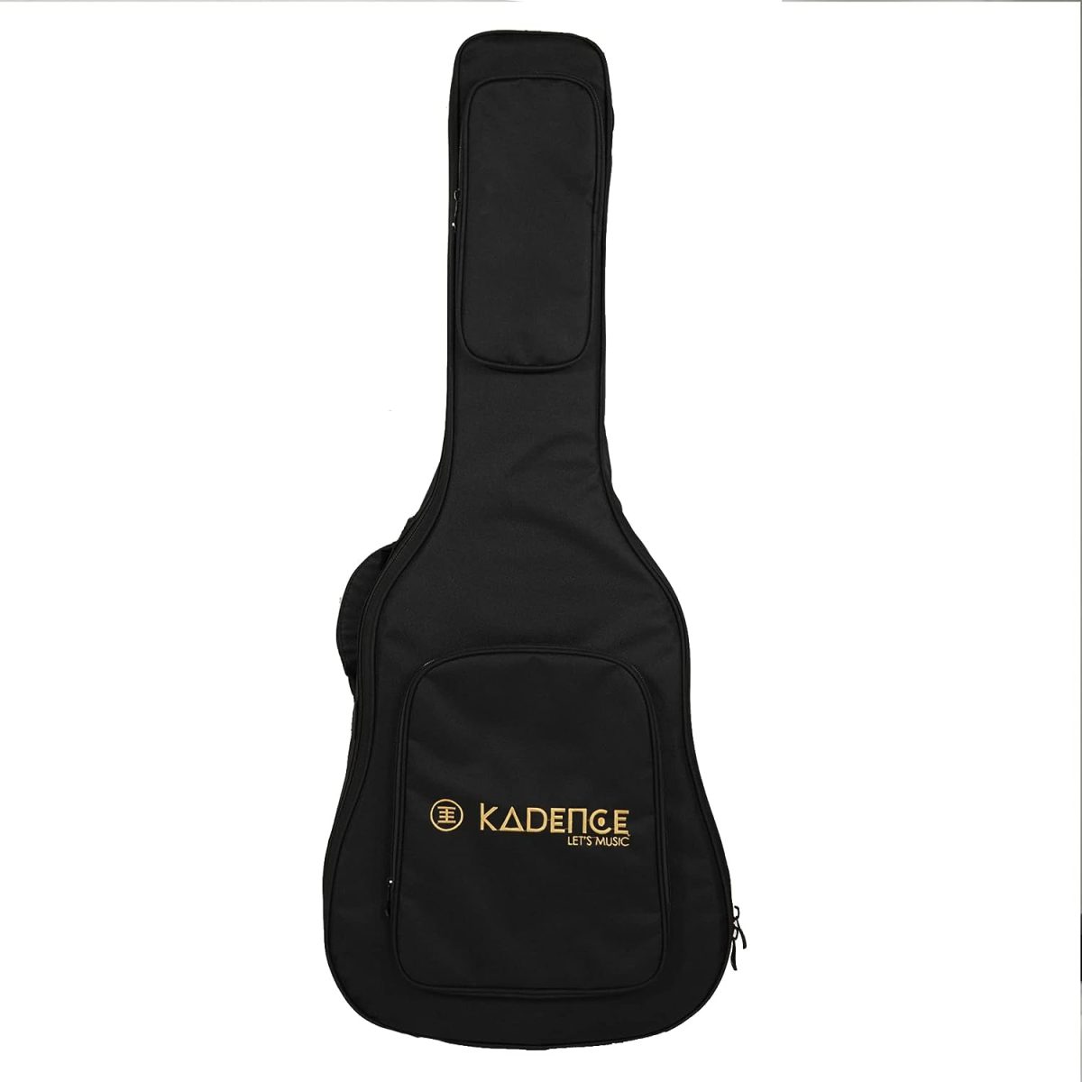 A black guitar bag with Kadence branding A black guitar bag with Kadence branding