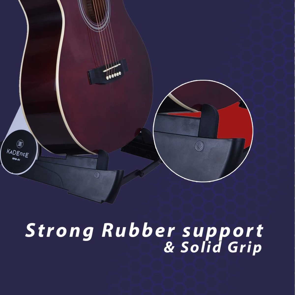 Kadence Travel Guitar Stand, Acoustic Electric Guitar Floor Stand, A Frame Foldable Lightweight Guitar Holder Adjustable for Bass, Cello, Mandolin, Banjo, Ukulele (Foldable Guitar Stand) - Image 3