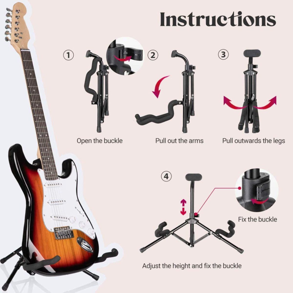 61fgEOINihL._SL1280_ Foldable Guitar Stand (KAD-GSTD-D012) NK51 - Image 4