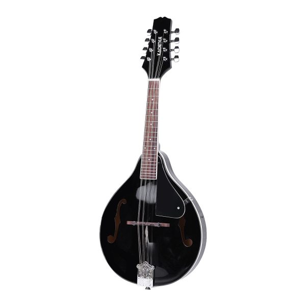 8 string black mandolin front side view