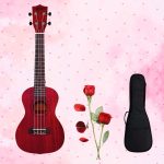 Mulberry Red Ukulele With Red Rose Valentine’s Gift + a Free Ukulele Learning Course.