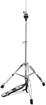 A metal, silver- colour Double-Braced Hi-Hat Stand
