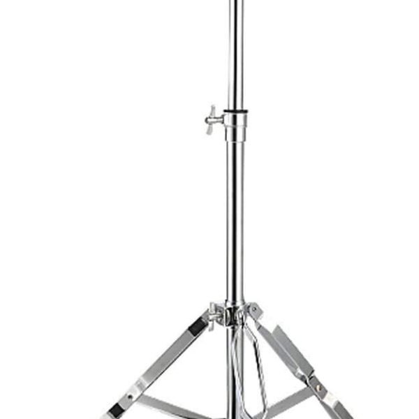 A metal, silver- colour Double-Braced Hi-Hat Stand