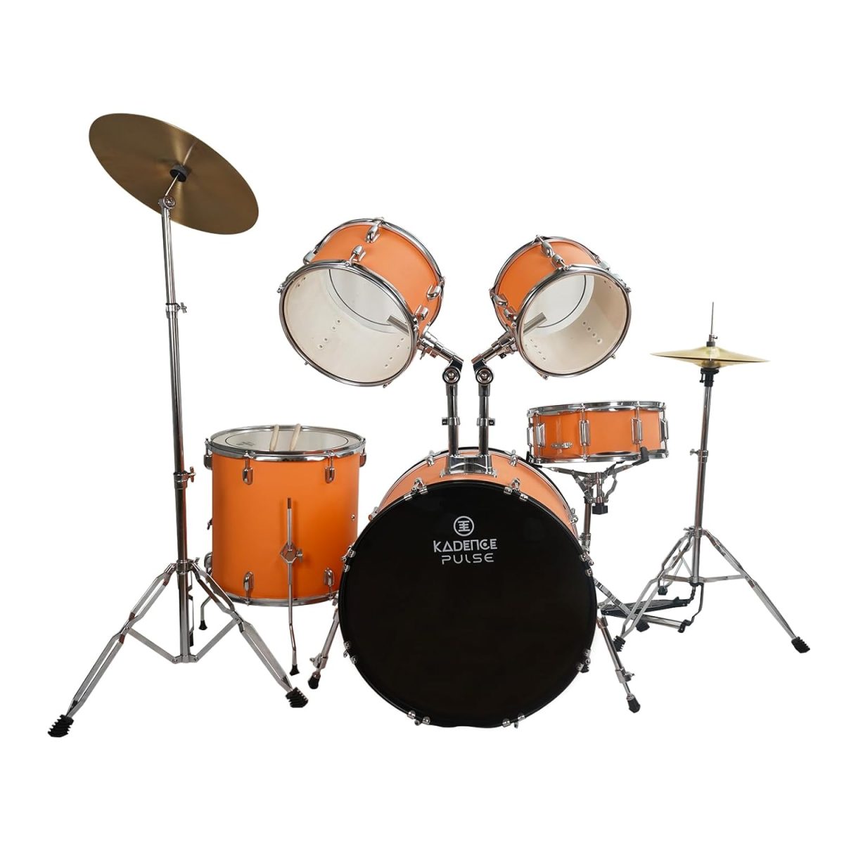 A Complete Orange Drum Set by Kadence Branding A Complete Orange Drum Set with Kadence Branding
