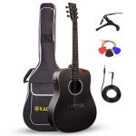 Kadence Slowhand Jumbo Semi Acoustic Guitar(Sh04) – Premium Black Spruce Wood with Heavy Padded Bag, Guitar Cable , Fibre Capo, Set Of Strings , Picks with Learning Course
