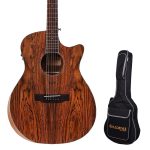 Acoustica Series | Special Butterfly Wood Semi Acoustic Solid Top Guitar with Bag + a Free Online Guitar Learning Course.