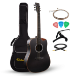 Kadence (SH04) Slowhand series 41 inch Electro-Acoustic Guitar | Dreadnought Cutaway | Black Spruce Wood | EQ + Built-in Tuner | Super Combo