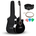 Kadence FNTR-BLK Frontier 40" Acoustic Guitar | Grand Auditorium Cutaway | Comes with Bag, Set Of Strings, Strap, Picks