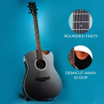 Kadence SH04 Slowhand 41” Electro-Acoustic Guitar | Dreadnought Cutaway | Black Spruce Wood | EQ + Built-in Tuner | Super Combo - Image 4