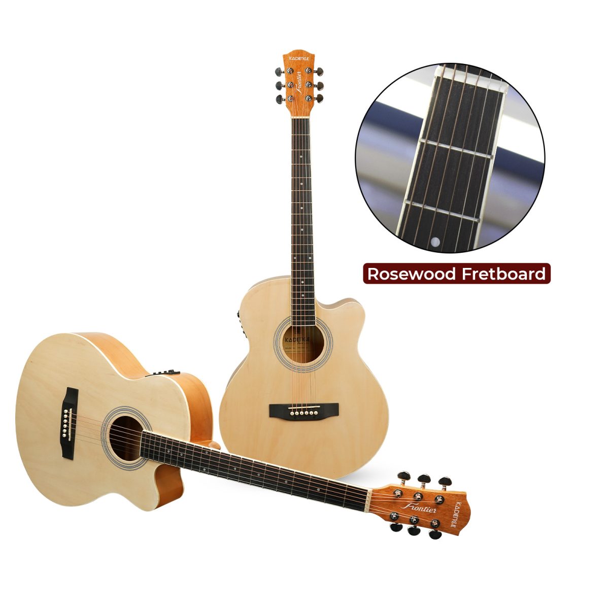 Kadence FNTR-NATEQ Frontier 40" Electro Acoustic Guitar | Grand Auditorium Cutaway | Comes with Bag, Set Of Strings, Strap, Picks | EQ - Image 6
