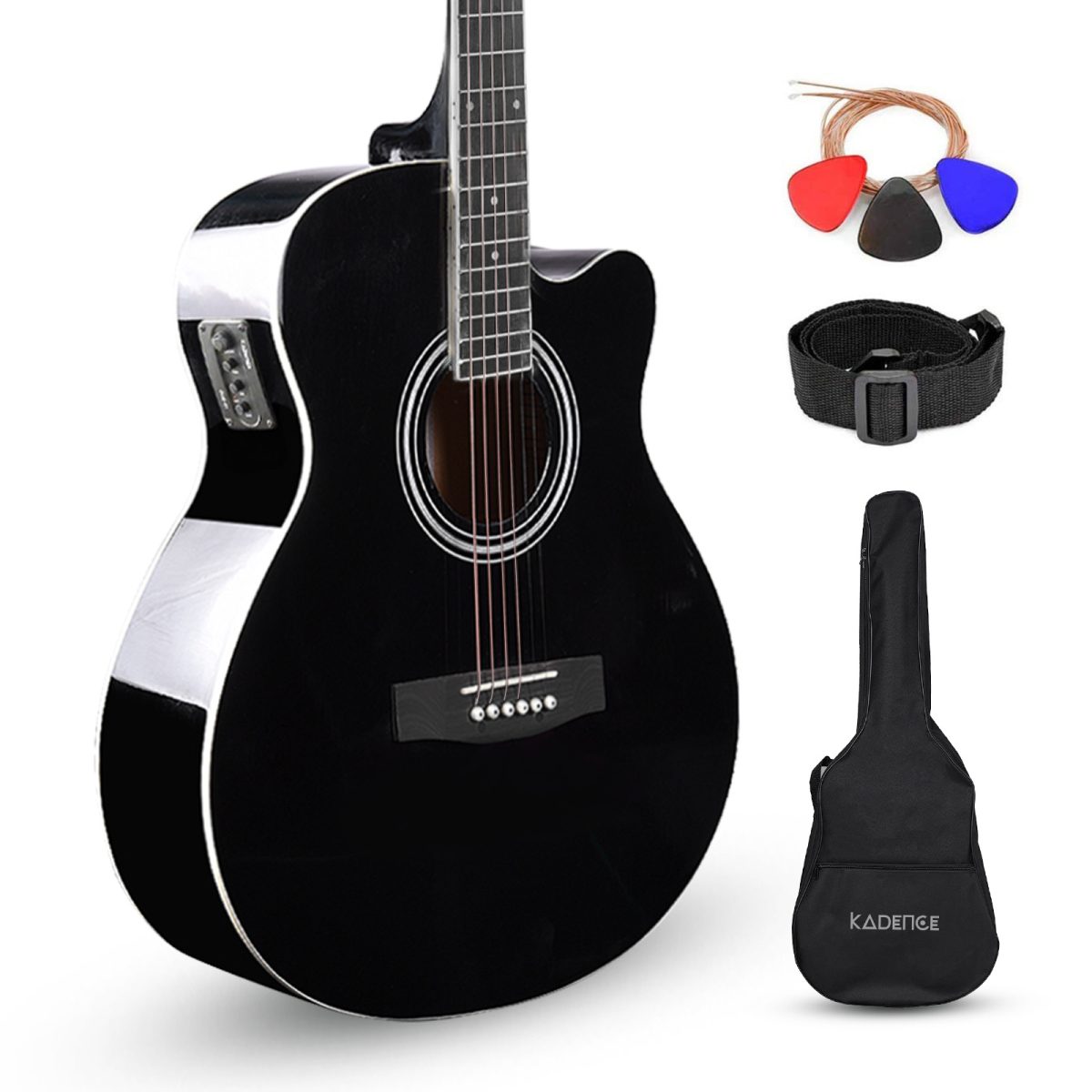 Artboard 9 Frontier Series | Black 40" Semi Acoustic EQ Guitar with Combo + a Free Guitar Online Learning Course. - Image 1