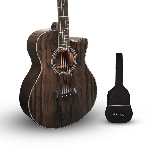 Acoustica Series | Black Ash Wood Acoustic Guitar with Bag and Truss Rod + a Free Guitar Online Learning Course. (A06)