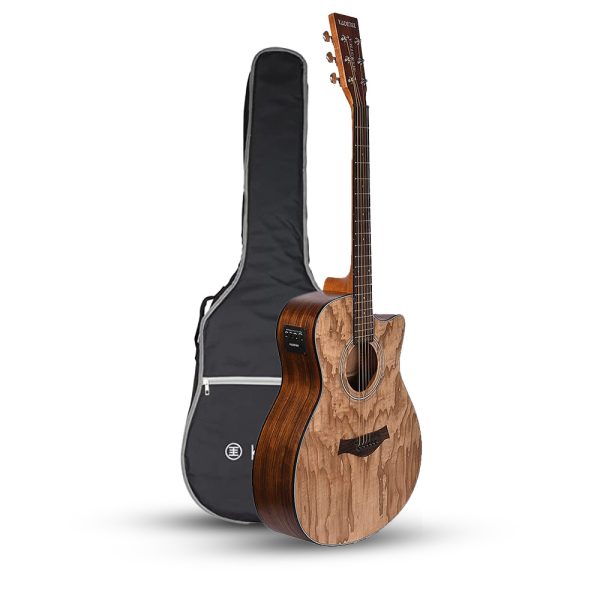 Acoustica Series | Ash Wood 40" Semi Acoustic Guitar with Bag + a Free Guitar Online Learning Course. (A06)