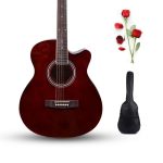Frontier Series | Wine Red 40" Acoustic Guitar with Red Rose Valentine's Gift + a Free Guitar Online Learning Course.