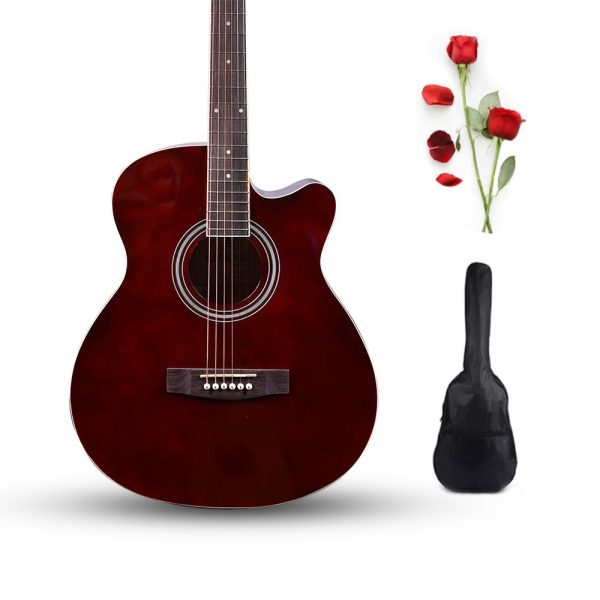 Frontier Series | Wine Red 40" Acoustic Guitar with Red Rose Valentine's Gift + a Free Guitar Online Learning Course.