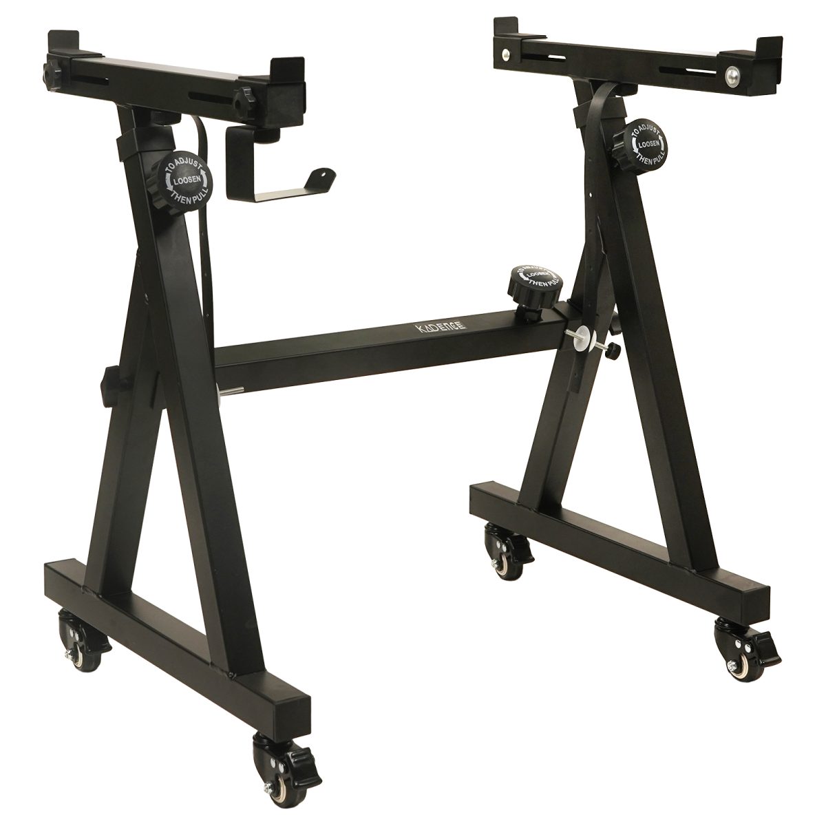 A Metal, Black-Coloured Keyboard Stand with Kadence branding' A Metal, Black-Coloured Keyboard Stand with Kadence branding'