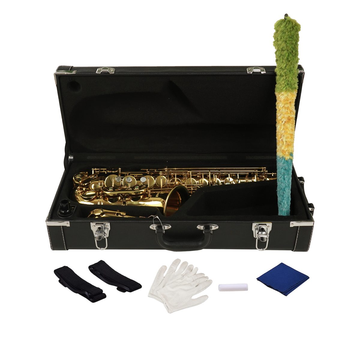 05 (1) Professional Gold Alto Saxophone with complete Kit- Case, Polishing Cloth, Cleaning Rod and Gloves - Image 3