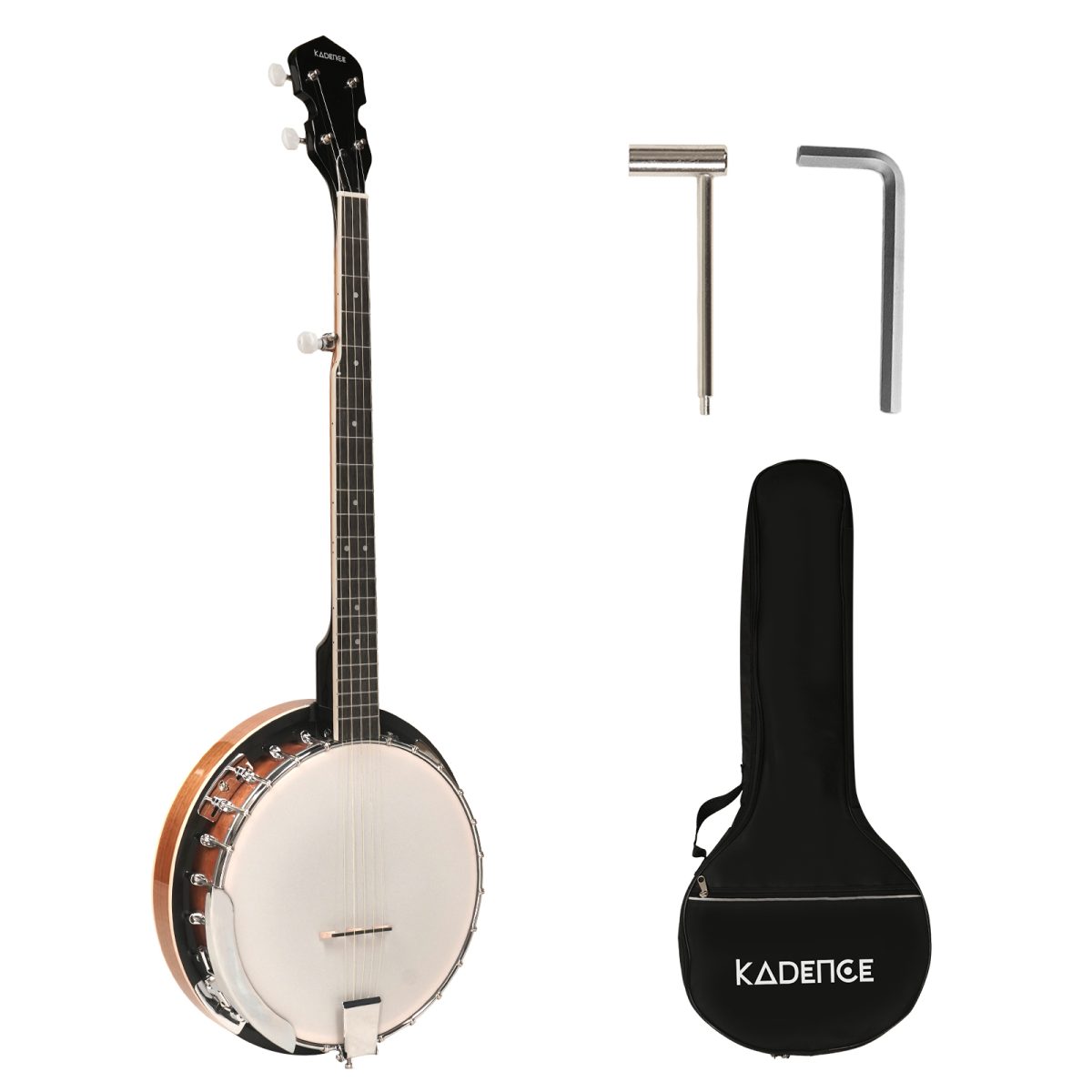 A Bowl-back Oval Hole Full Size Banjo Set with Bag A Bowl-back Oval Hole Full Size Banjo Set with Bag