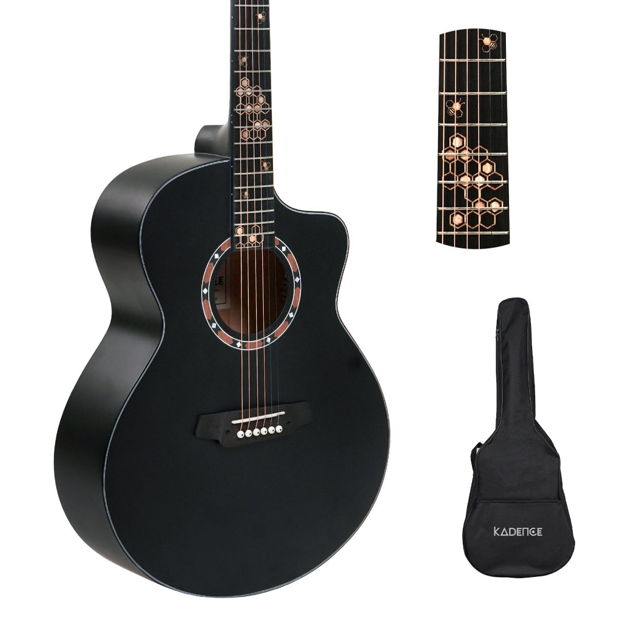 kadence frointer series Spruce Rosewood Black Acoustic 40 inch Guitar with bag