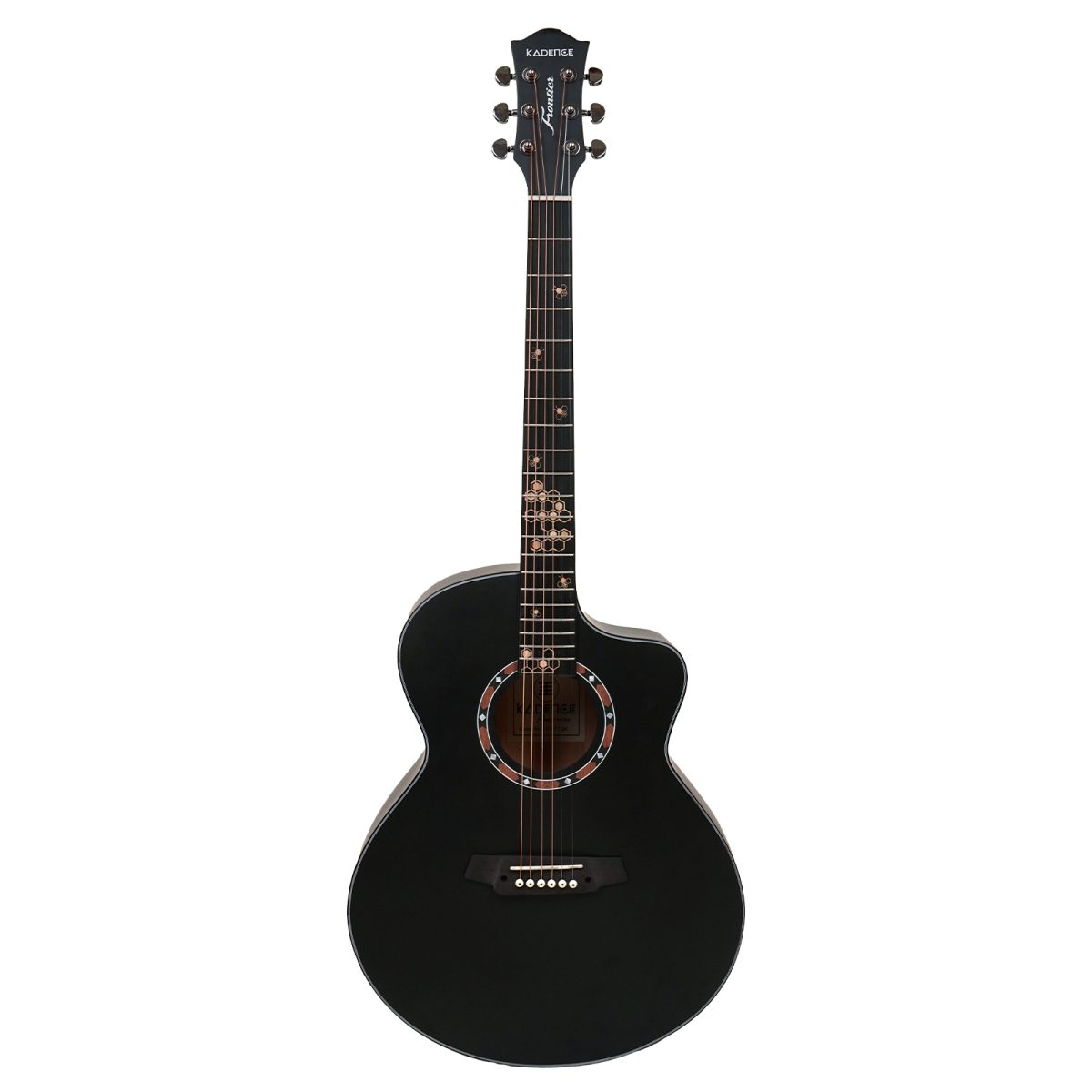 Kadence FR77BK Frontier 40" Acoustic Guitar | Grand Auditorium Cutaway | Special Fret Inlays | Comes with Bag - Image 3