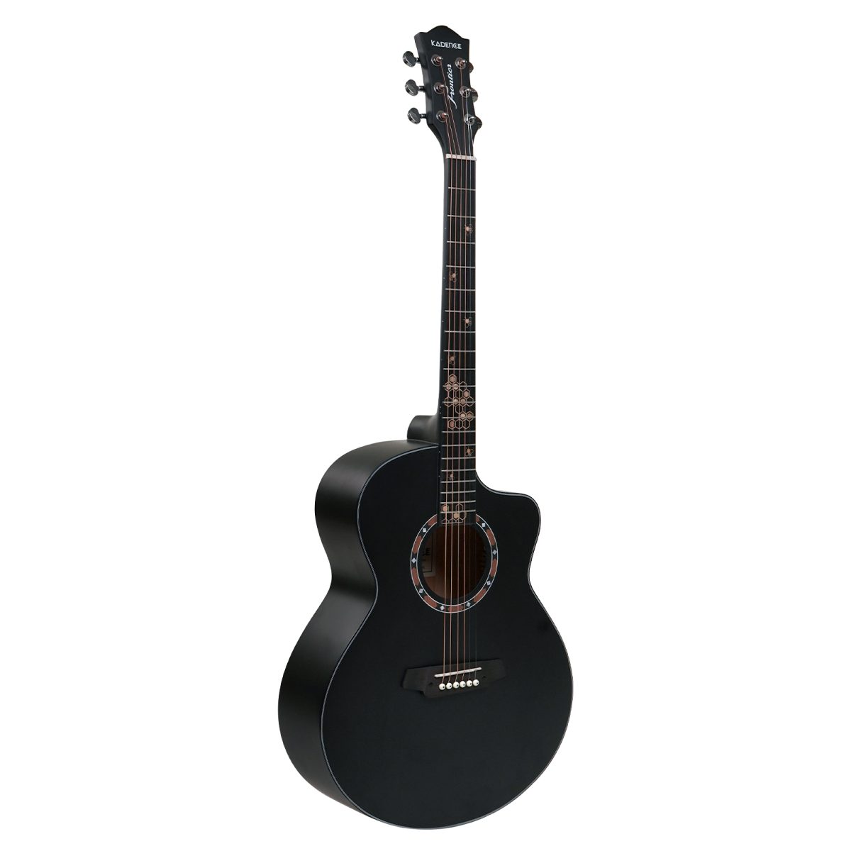 Frontier Series | Spruce & Rosewood Black 40" Acoustic Guitar with Unique Fretboard design and a Free Guitar Online Learning Course. - Image 4