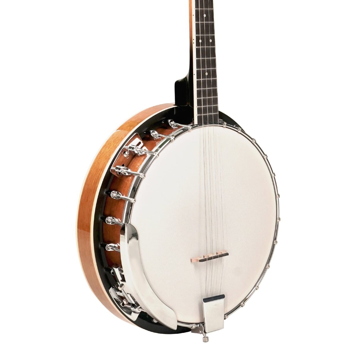 4 string 34 inch banjo body side view
