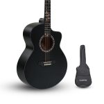 Frontier Series | Spruce & Rosewood Black 40" Acoustic Guitar with Unique Fretboard design and a Free Guitar Online Learning Course.