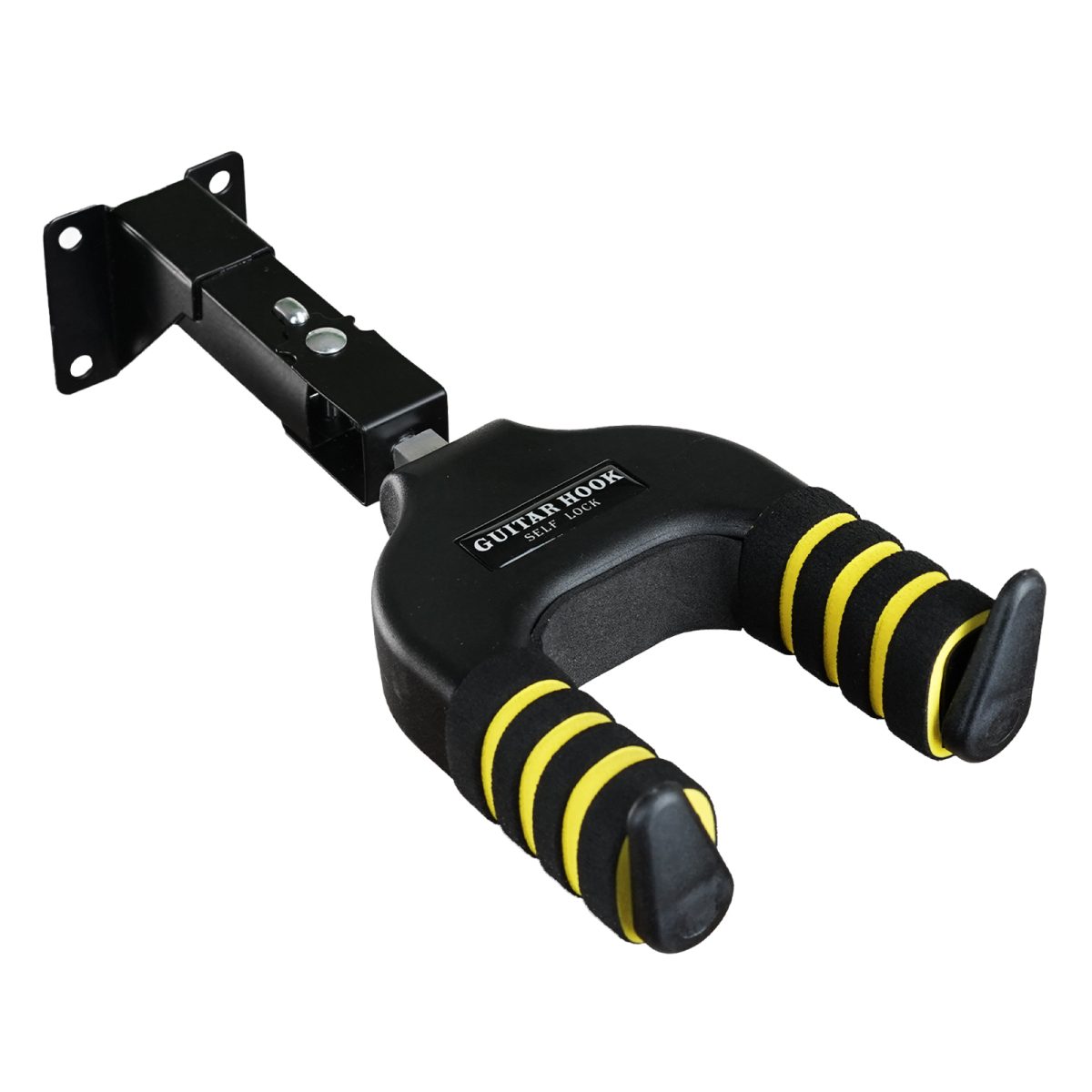 A black Auto Lock Guitar Wall Mount stand