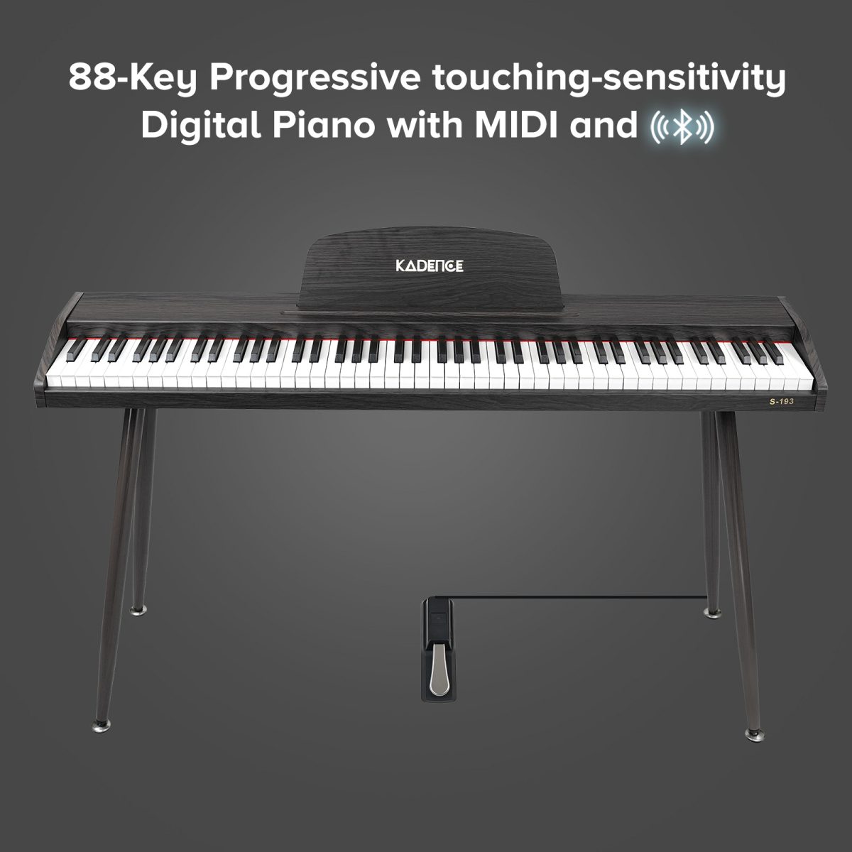Kadence S193DBR Digital Piano | 88 Progressive Touch-Sensitive Keys | Bluetooth & MIDI - Image 8