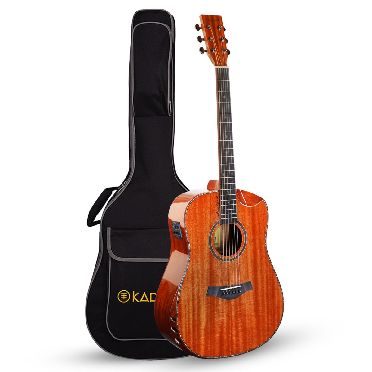 A Brown, Solid Mahogany Wood Premium Acoustic Guitar with EQ