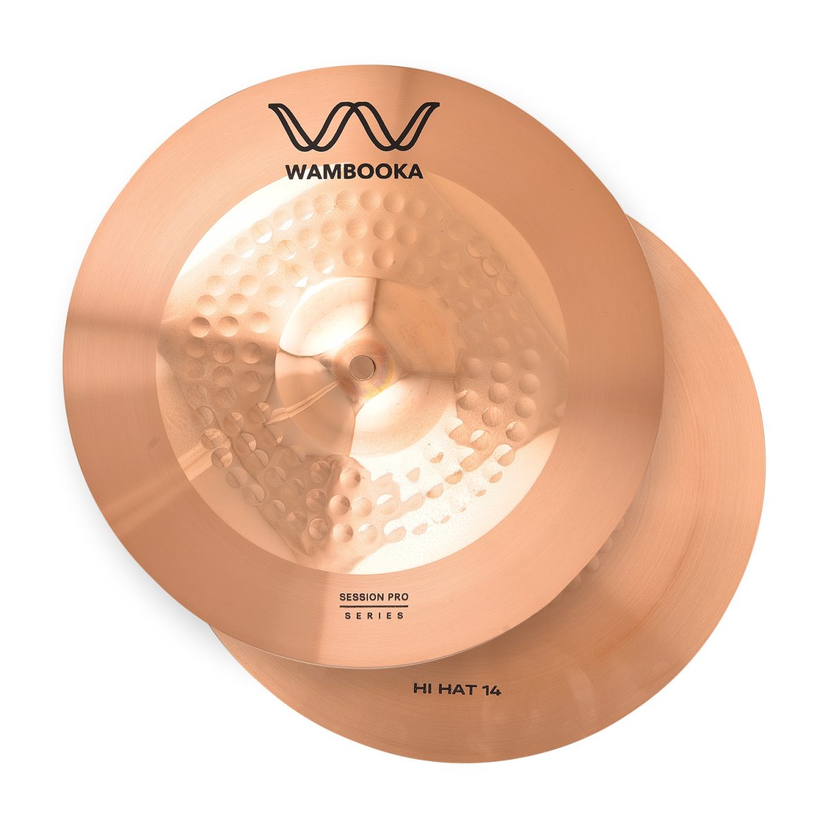 Artboard 1 (18) Wambooka Session Pro 14" Hihat Cymbals for Drum Set - Italian Design, B8 bronze (hand-hammered) - Image 1
