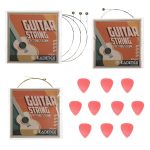 Kadence Guitar Strings and 10 picks Combo - First E string X 3nos, Second BStringX 1nos, Thrid G String X 1nos and 10 Anti slip 0.48mm Plectrums with hostile grip Brand: Kadence