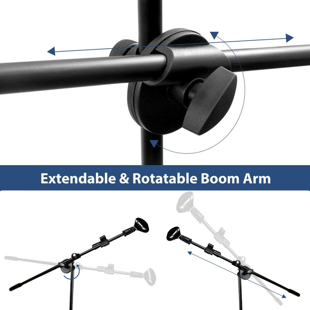 Kadence Mic Stand 2 KG Heavy Adjustable Dual Microphone Stand, Studio Microphone Stand (NK30-2KG Black) - Image 3