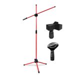 Kadence RED Mic Stand Heavy Duty Adjustable Dual Microphone Stand, Studio Microphone Stand (M30 RED)