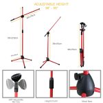 Kadence RED Mic Stand Heavy Duty Adjustable Dual Microphone Stand, Studio Microphone Stand (M30 RED) - Image 4