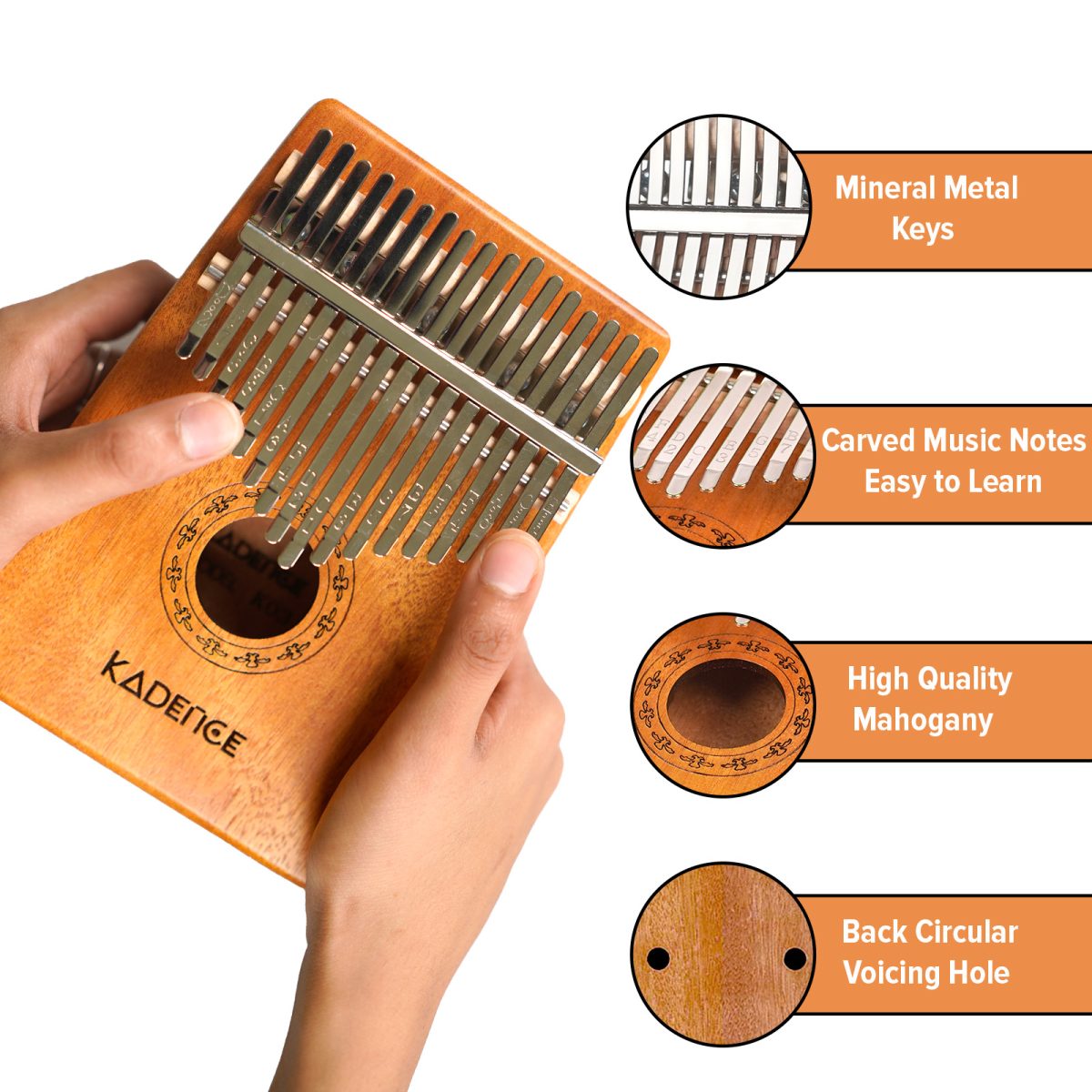 Kadence Kalimba 17 Keys Thumb Piano Easy to Learn Portable Musical Instrument with Tuning Hammer. (Marimba, Wood Finger Piano, kalimba) - Image 3