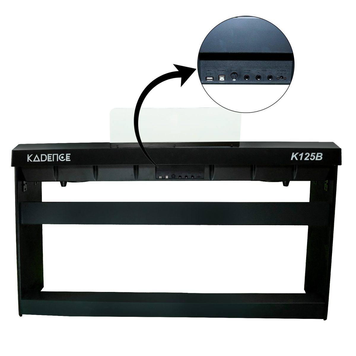Kadence K125B | 88-Key Weighted Action Digital Piano with Double-Braced Fold-Up Piano Stand and Triple Sustain Pedal (Black) - Image 5