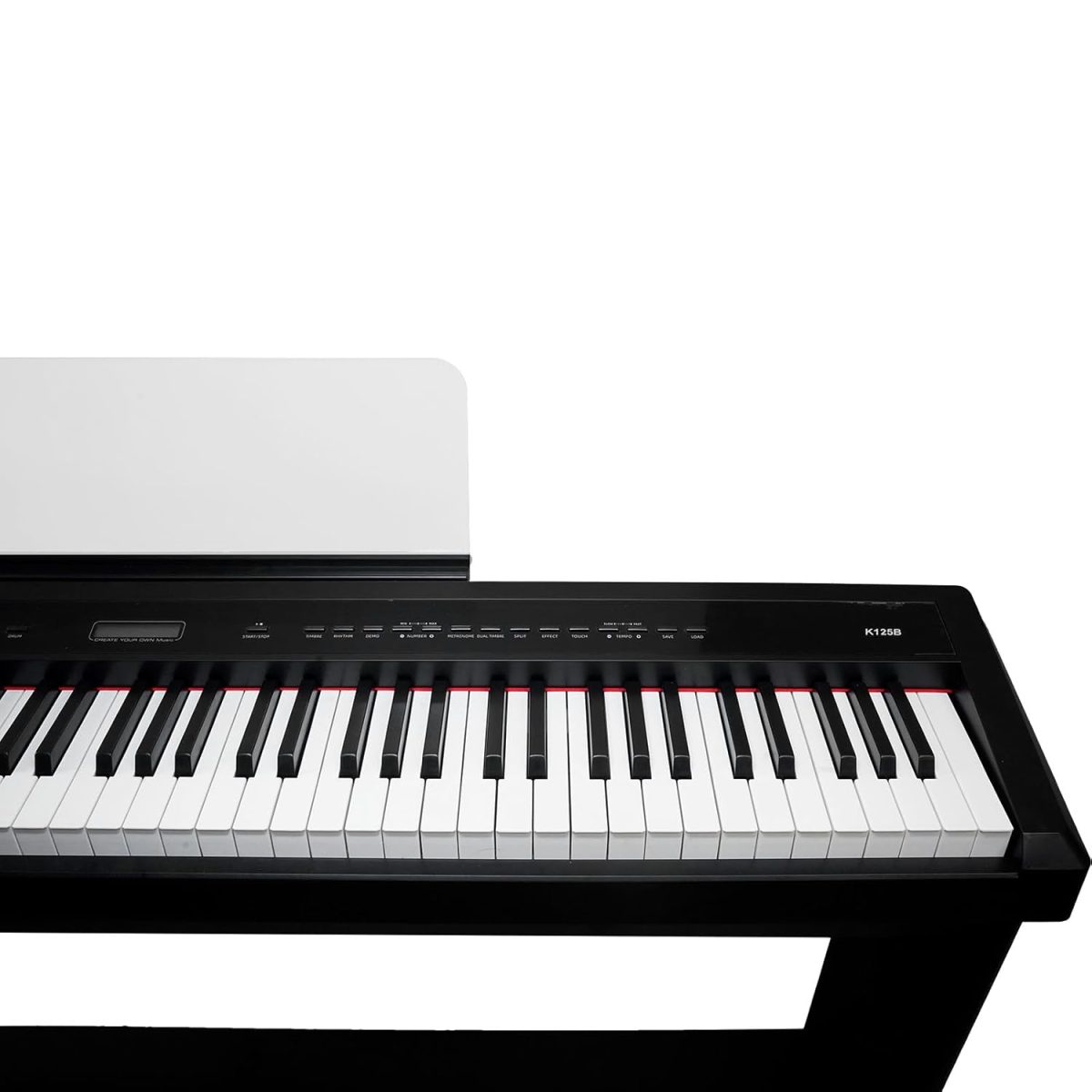 Kadence K125B | 88-Key Weighted Action Digital Piano with Double-Braced Fold-Up Piano Stand and Triple Sustain Pedal (Black) - Image 4