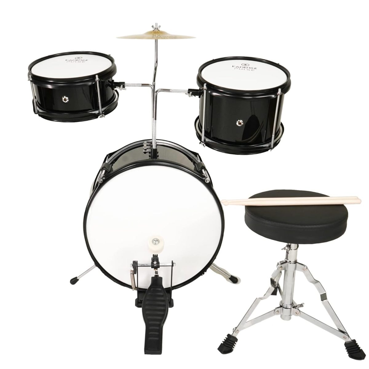 61FsqRoHQNL._SL1500_ Kadence 13 Inch 3-Piece Kids/Junior Drum Set/Beginner (Standard) /Kids Musical Toys, Musical Instrument, Black - Image 2
