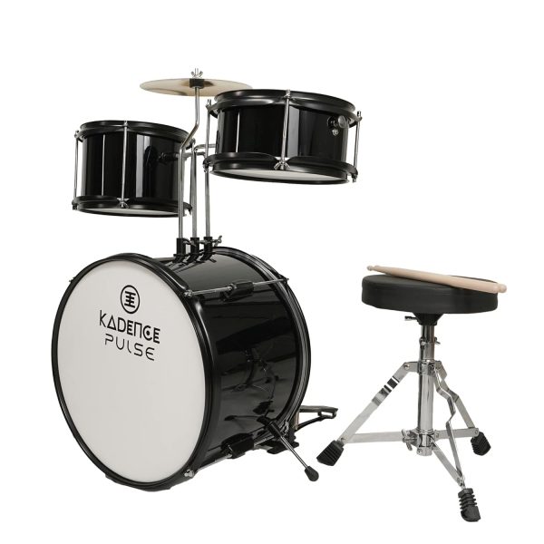 Kadence 13 Inch 3-Piece Kids/Junior Drum Set/Beginner (Standard) /Kids Musical Toys, Musical Instrument, Black