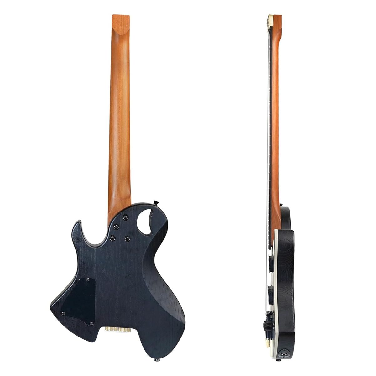 Kadence Headless Electric Black Guitar with Bag and Cable. (H-H Pickup) - Image 4