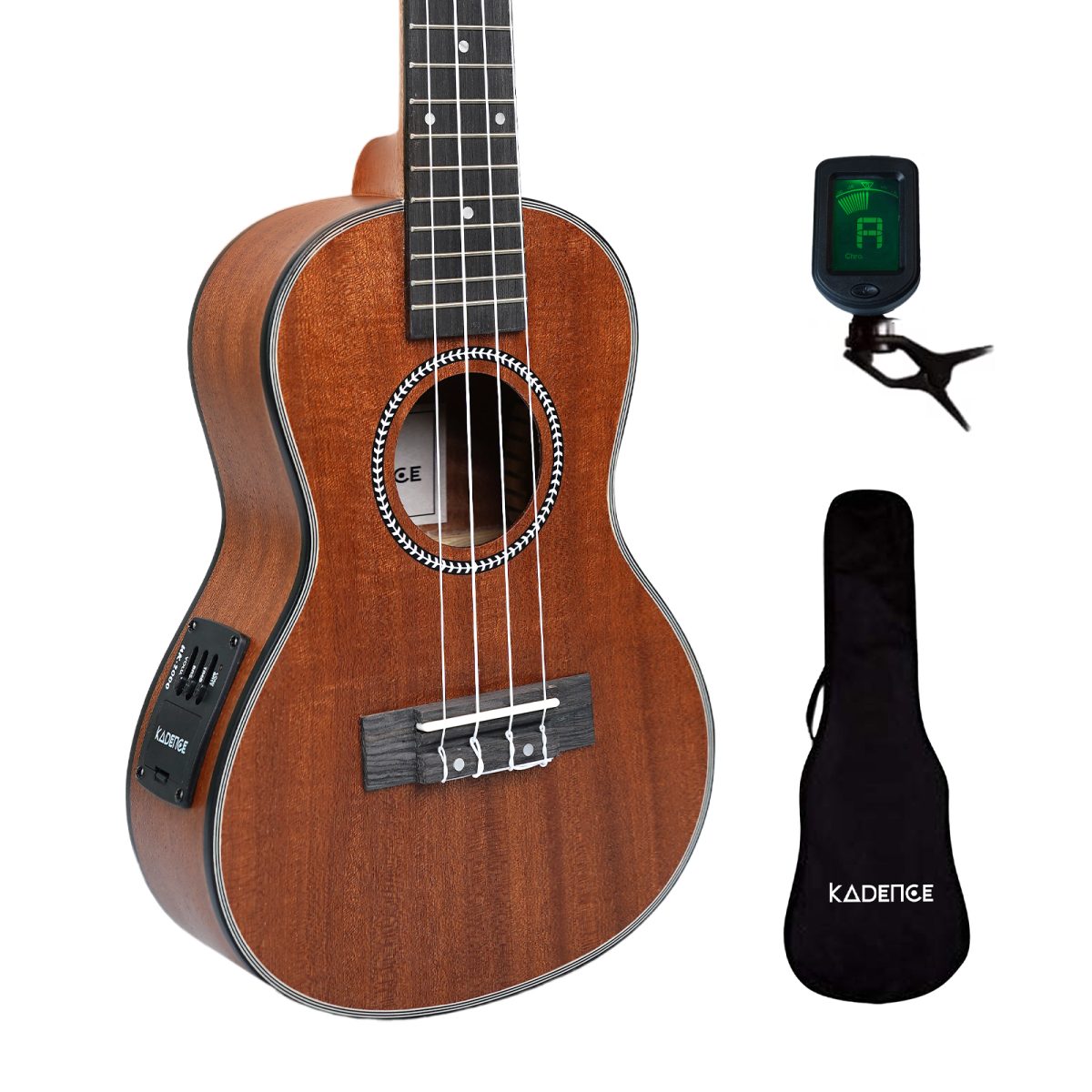 A Concert Ukulele with Equalizer and Bag