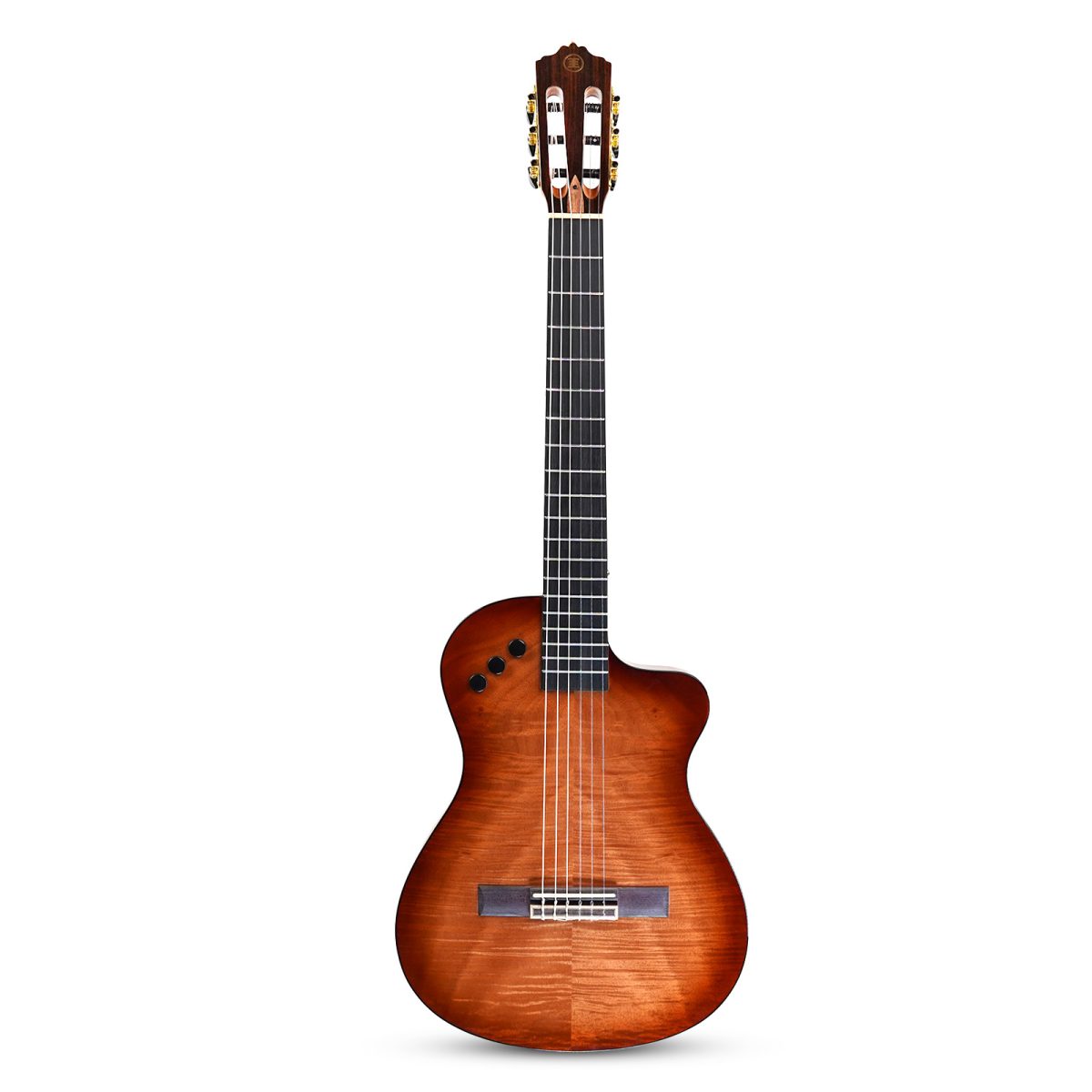 Artboard 2 (2) Kadence 39" Silent Electric Classical Guitar – Thin Body Nylon String Guitar with Quilted Okoume Top, EQ, Gloss Finish & Padded Bag - Image 2