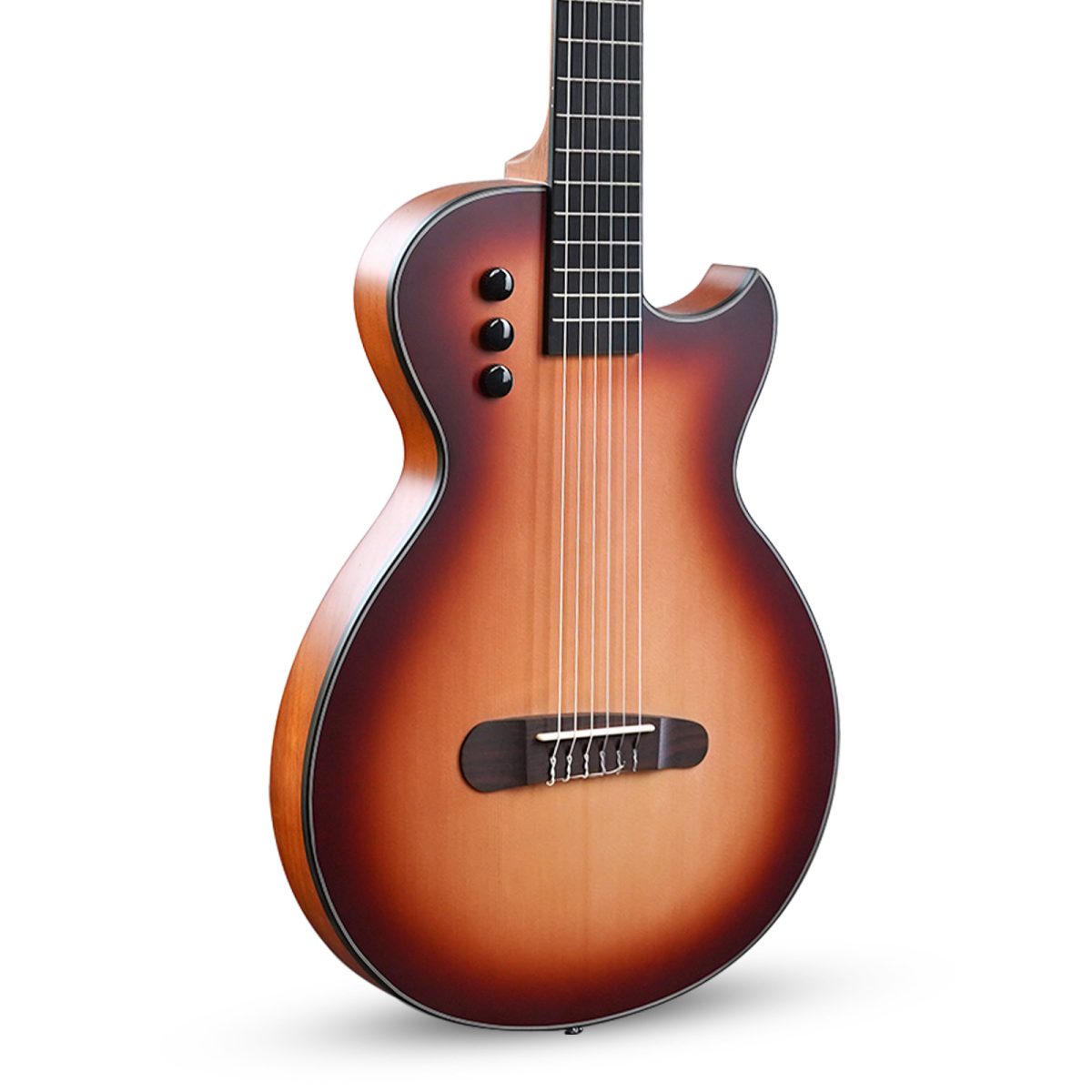 Kadence 39" Electric Classical Guitar - Thin Body Silent Guitar - Nylon Strings, Spruce Top, Solid Okoume back & sides, Matt Finish with Rounded Frets, Padded Bag and EQ (Travel Classical Guitar) - Image 3