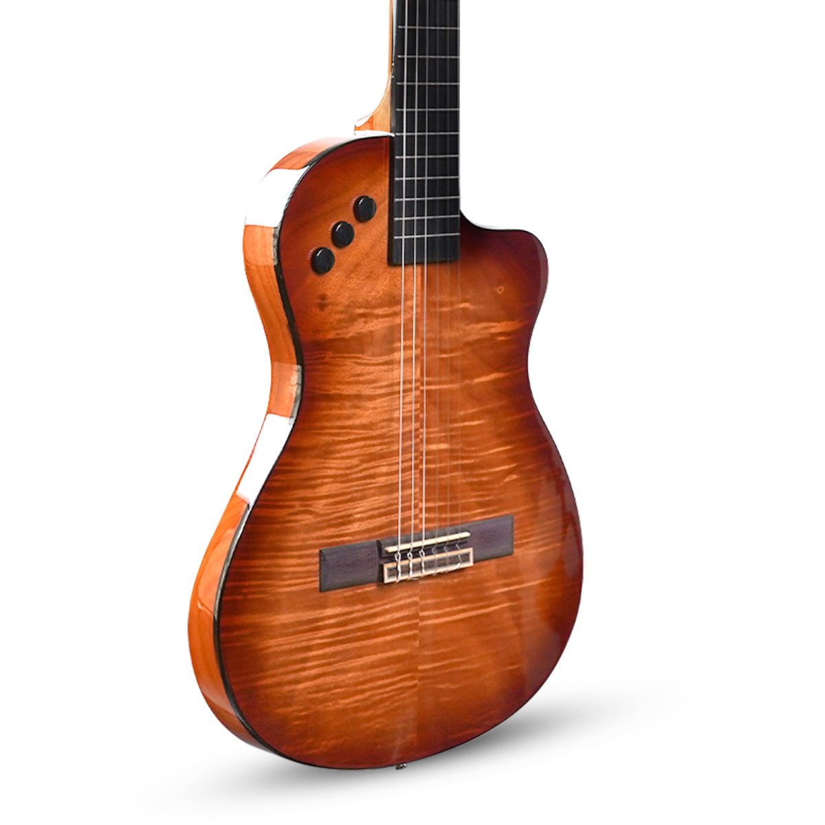 Artboard 3 (2) Kadence 39" Silent Electric Classical Guitar – Thin Body Nylon String Guitar with Quilted Okoume Top, EQ, Gloss Finish & Padded Bag - Image 3