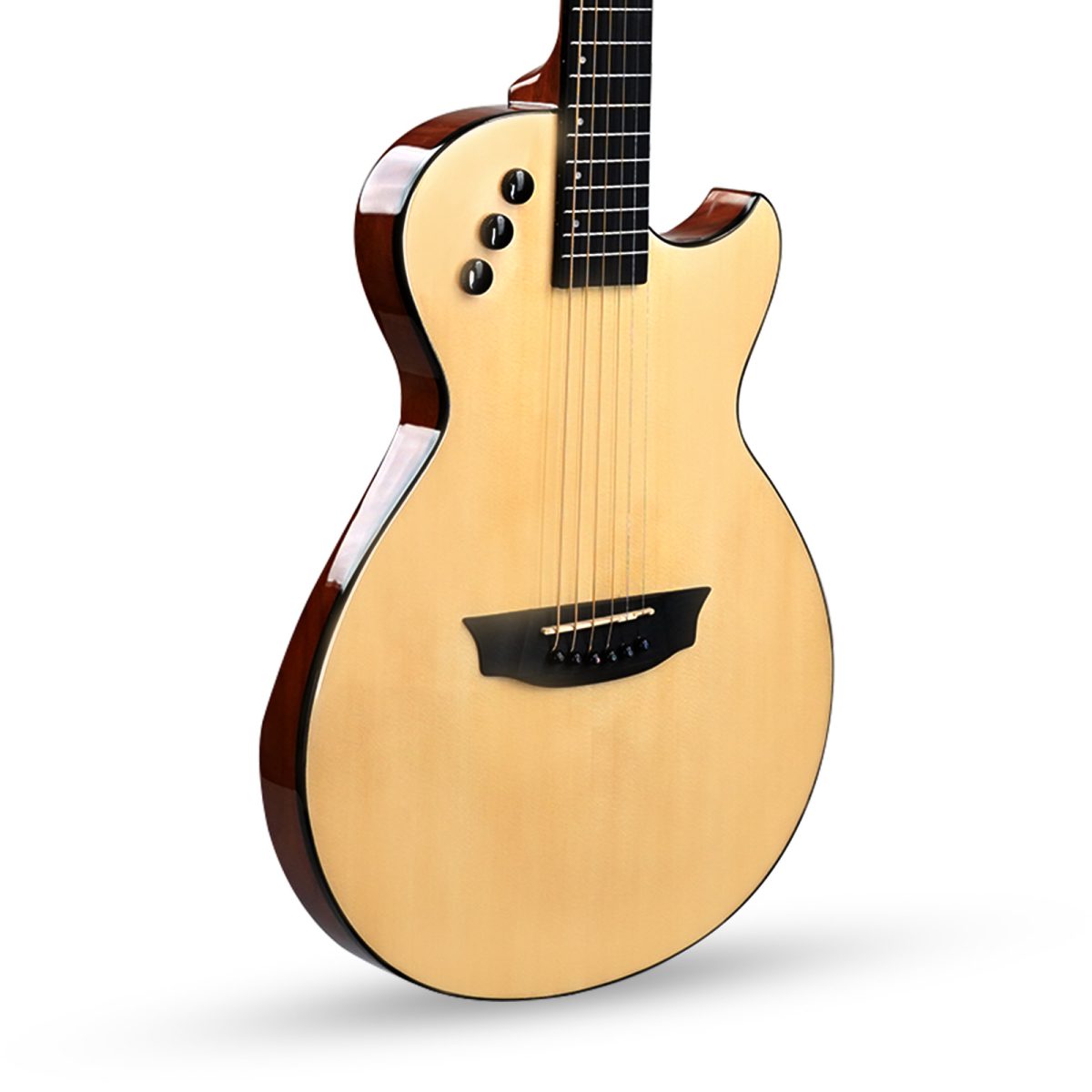 Kadence 39" Electric Acoustic Guitar - Thin Body Travel Guitar - Spruce Top, Solid Okoume back & sides, Gloss Finish with Rounded Frets, Heavy padded Bag and EQ - Image 3